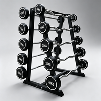 Barre d'haltères à poids fixe CPU 10-50 kg, barre en acier recouverte de PU et moletée pour la musculation des biceps à domicile