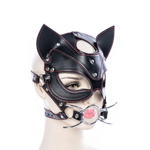 Masque sexy pour adulte, demi-visage, type harnais de cheval, masque pour les yeux, masque pour la bouche, masque bouche-balle, masque bouche-balle pour le jeu de rôle, masque bouche-balle avec boucle auto-agrippante, BDSM0031 - Product Image 2
