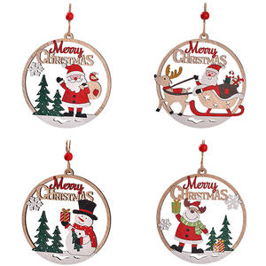 Decoraciones navideñas Árbol de Navidad Colgante Madera Santa Muñeco de nieve Colgantes Árbol de madera Adorno colgante - Product Image 6