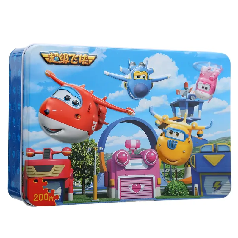 200 Pieces Cartoon Iron Box Jigsaw Puzzle Custom Wooden Puzzles Toys For Kids With High Quality