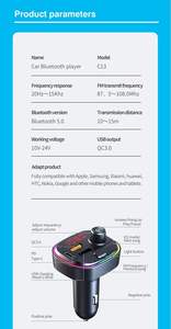 Nouveauté <span class=keywords><strong>2023</strong></span> 7+1 lumières colorées C13 Lecteur MP3 de voiture BT Émetteur FM de voiture USB QC3.0+PD Chargeur rapide - Product Image 6