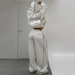 Completi Casual da <span class=keywords><strong>Donna</strong></span> di Alta Qualità, Set Sportivo a Due Pezzi con Zip e Patchwork, Manica Lunga con Coulisse, <span class=keywords><strong>Tuta</strong></span> da <span class=keywords><strong>Donna</strong></span> - Product Image 2