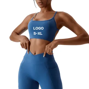 SIN MOQ Logotipo personalizado Mujeres Gimnasio Fitness Entrenamiento Secado rápido Transpirable y desnudo Sujetador de yoga Correr Sujetador deportivo sexy