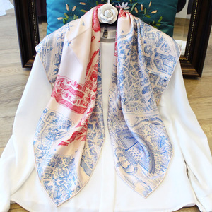 90x90cm Twill Mulberry Silk Square Scarf, Factory Direct Stock Wholesale Women Fashion <b>Shawl</b> Neck <b>Wrap</b> - Product Image 1
