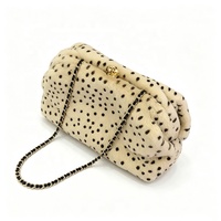 Tas Selempang Wanita Zeyu Motif Polkadot Bulu Imitasi, Tas Tangan Rantai Kunci Emas, Tas Selempang Bulu Imitasi Ramah Lingkungan, ODM / OEM