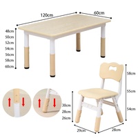 Table rectangulaire en plastique et bois pour enfants de maternelle SINKIPA, hauteur réglable, design moderne, multifonctionnelle