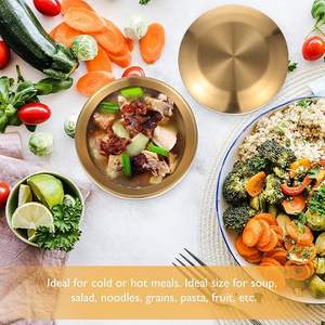 ชามสำหรับเด็กทำจากสเตนเลสสตีลสีทองพร้อมฝาปิดซีเรียลซุปกลมของหวานสลัดข้าวโพดคั่วและชามพาสต้า - Product Image 4
