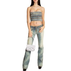 กางเกงยีนส์ทรงบูทคัทเอวสูงสีน้ำเงินวินเทจแบบใหม่สำหรับผู้หญิง - Product Image 4