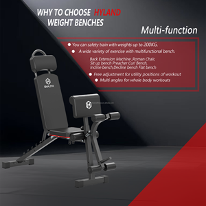 Banc de musculation Hyland 500LBS, banc de musculation réglable, banc pliable pour la musculation à domicile, exercices de musculation - Product Image 3