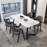 Ensemble de table à manger en marbre et métal de style nordique, rectangulaire, moderne et minimaliste pour restaurant et petit appartement