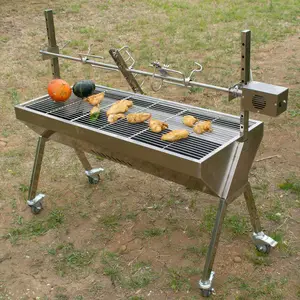 Edelstahl Schwein Lamm Spucke Grill Grills Öfen Holzkohle Lamm Grill maschine