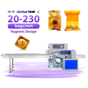 Máquina de Envasado de Flujo Semiautomática Horizontal para Bolsas Tipo Almohada, para Yema de Huevo, Pastelería, Pasteles Pequeños - Product Image 1
