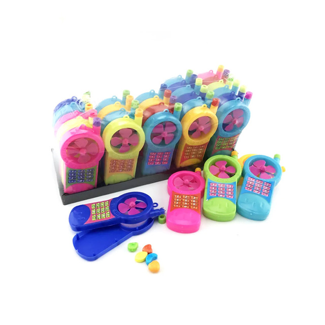 Candy Wholesale Custom Private Label New  Mobile Phone With Windmill Toy Candy Kids Candy Toy Fruity Flavor Cartoon Pattern OEM