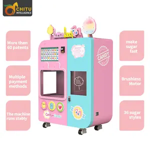 Red Rabbit High Profit Make Money Exclusive Brushless Motor Burner Cotton Candy Vending Machine Fully Automatic Manufacturer