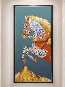 Arte Murale 3D Fatta a Mano, Decorazione Fisica, Dipinto di Cavallo in Pelle per Soggiorno, Decorazione da Parete Moderna, Accessori per la Casa - Product Image 3