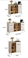 Bufet Kabinet Meja Samping Mewah dari Batu dengan Kayu Solid Modern, Strip Samping Emas Mengkilap, Ruang Penyimpanan Multi, Meja Konsol untuk Ruang Makan