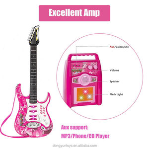 <span class=keywords><strong>Guitare</strong></span> électrique musicale en plastique pour enfants, ensemble de jeu <span class=keywords><strong>à</strong></span> six cordes, microphone, AUX, karaoké, instrument musical éducatif - Product Image 6