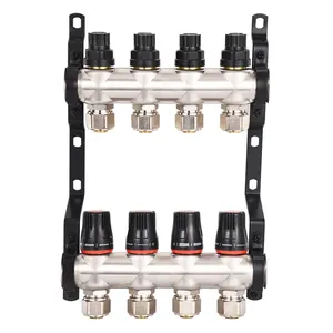 SANIPRO Hot Sale 6 Way 304 Stainless Steel Water Valve Manifold Collector Distributor For Underfloor Heating