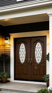 <span class=keywords><strong>Puerta</strong></span> Exterior de Fibra de Vidrio Precolgada Fangda con 2 Paneles Laterales y Textura Lisa, Puertas Dobles de <span class=keywords><strong>Entrada</strong></span> Modernas para Apartamentos - Product Image 4