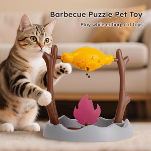 Matériel TPR intelligent Mangeoire lente pour chat Distribution automatique de friandises pour animaux de compagnie Rotation Barbecue Puzzle Jouet Style Cartoon - Product Image 2