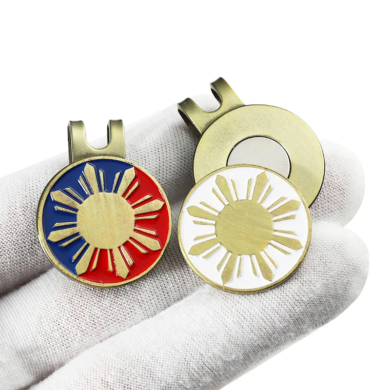 Fabricante Golf Ball Marker Hat Clip Poker Chip Design Personalizado Pin Coin Gravado Ball Marker Com seu projeto