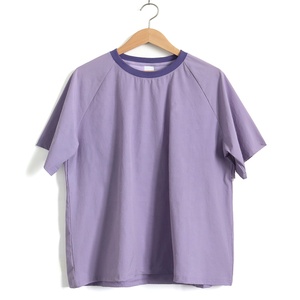 Fabricante BSCI de alta calidad 2025, superventas, estilo de retazos morado claro, camiseta de manga corta sencilla y suelta para mujer - Product Image 1
