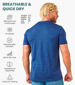 Maglietta Termica da <span class=keywords><strong>Uomo</strong></span> in Lana Merino, Leggera, per Sport all'Aperto, Strato Base, Tinta Unita - Product Image 5