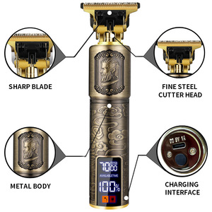 USB Charging Waterproof <strong>Electric</strong> Hair for LCD Digital Display Stainless Steel Blades Cutting Carving <strong>Trimmer</strong> Vintage Oil - Product Image 6