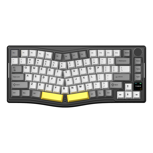 Ajazz AKS075 Mechanical Keyboard with Display Screen USB Type-C RGB Backlit Hot Swappable Ergonomic Three-Mode Gaming Keyboard