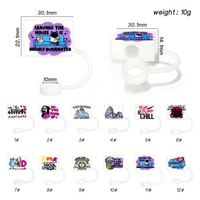 Cubiertas de Silicona para Pajitas de Grado Alimenticio con Impresión Personalizada para Tazas de Camping, Tapas Antipolvo Multicolores, No Tóxicas, Libres de BPA, para Adultos