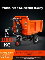 Chariot à palettes électrique à trois roues robuste pour chantier de construction, alimentation du bétail et transport de fumier