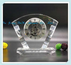 Explosif nouveaux produits verre cristal horloge de bureau cadeau de mariage verre réveil secteur transparent horloge en cristal - Product Image 6