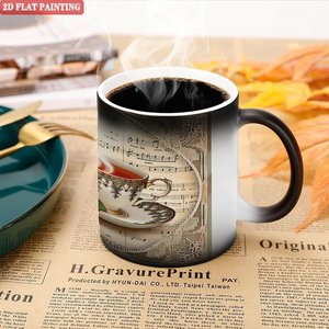 Modern Luxury Home Tabletop Mug Frosted Black 11oz <b>Ceramic</b> Heat Sensitive Magic <b>Cup</b> - Product Image 5