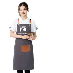 Tablier croisé imperméable en toile avec poche en cuir, taille unique, en polyester, pour le travail dans les cafés et les magasins de fruits - Product Image 3