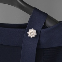 Pull tricoté décontracté Tyan en gros, col irrégulier, basique, uni, bleu marine, fin