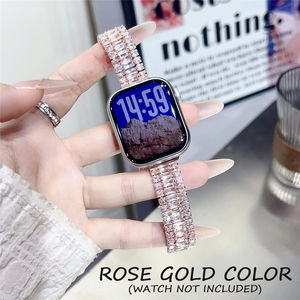 Bracelet de montre en métal avec paillettes et diamants Upro pour Apple Watch Ultra 2 49 mm Série 10 9 8 Bracelet de montre intelligente de luxe pour femme - Product Image 3