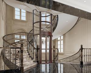 <span class=keywords><strong>Escalera</strong></span> de Caracol residencial de pasajeros con tracción de elevador de acero inoxidable con un elevador de turismo semicircular - Product Image 5