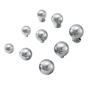 LGEDIS Brass Round Cabinet Knobs Chrome Plated Minimalist Furniture <b>Hardware</b> for Drawer <b>Wardrobe</b> Door Handles - Product Image 3