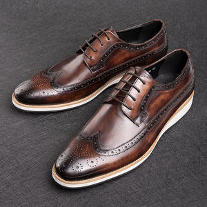 Dernières nouveautés : Chaussures Derby pour hommes en cuir véritable, de luxe, élégantes, décontractées et habillées, avec motif laser et semelle antidérapante. - Product Image 6