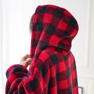 Sweat-shirt à capuche géant en <span class=keywords><strong>polaire</strong></span>, motif écossais rouge, couverture portable pour femmes et hommes, couverture <span class=keywords><strong>polaire</strong></span> portable chaude et confortable - Product Image 6