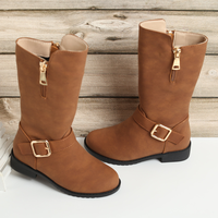 2025 automne/hiver nouveau Style bottes occidentales pour fille chaussures pour enfants en velours mince pour enfants avec talons bottes longues