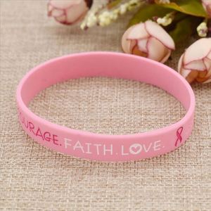 <b>Breast</b> Cancer Awareness Customized Festival Wristband Embossed Silk Screen Printing <b>Silicone</b> Bracelets - Product Image 3