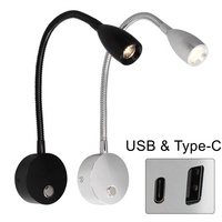 Lampe de lecture LED 12V USB Type-C pour camping-car, lumière de lecture intérieure, spot LED pour camping-car, caravane, lumière murale LED 12V
