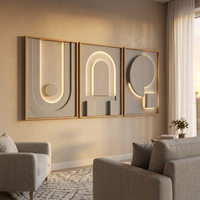 JZ Art mural suspendu abstrait 3D Art déco moderne de luxe en grès et LED, avec cadre en métal noir pour bureau, salon, chambre