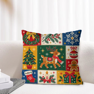 Funda de Almohada de Lino de Lujo de 18x18 Pulgadas, Cuadrada, con Estampado Navideño de Doble Cara, para Decoración del Hogar, Sofá o Sillón - Product Image 2