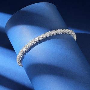 Bracelet de luxe en laiton plaqué platine en forme de <span class=keywords><strong>S</strong></span> lié 3mm zircon cubique diamant tennis chaîne pour femme en stock déclaration - Product Image 3