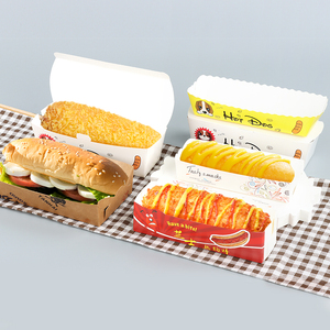 Caja de Papel <span class=keywords><strong>Biodegradable</strong></span> Personalizada para Hot Dogs de Comida Rápida con Logotipo para Hamburguesas, Papas Fritas, Ensaladas y Sushi - Product Image 1