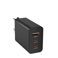 Chargeur GaN 65W EU OEM ODM 2 ports Type-C USB-A 3 ports PD3.0 QC Charge rapide Chargeur de voyage Charge simultanée de plusieurs appareils
