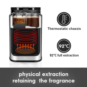 Kỹ thuật số lập trình 2-in-1 toàn bộ cốc đậu Tự động xay Brew điện nhỏ giọt cà phê <span class=keywords><strong>Maker</strong></span> Máy xay nhựa cho hộ gia đình RV sử dụng - Product Image 4