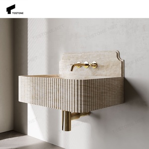 Tostone Design Italie Beige Travertin évier mural pour maison moderne Villa hôtel salle de bain salle de bain intérieur vanité - Product Image 2